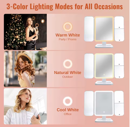 TRIFOLD LED MAKEUP MIRROR